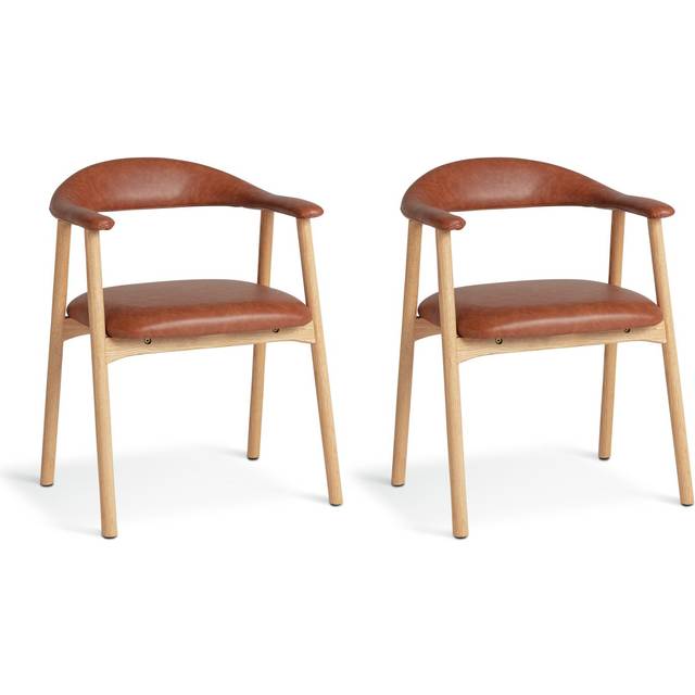 Habitat Lex Pair of Faux Leather Dining Chair - Tan