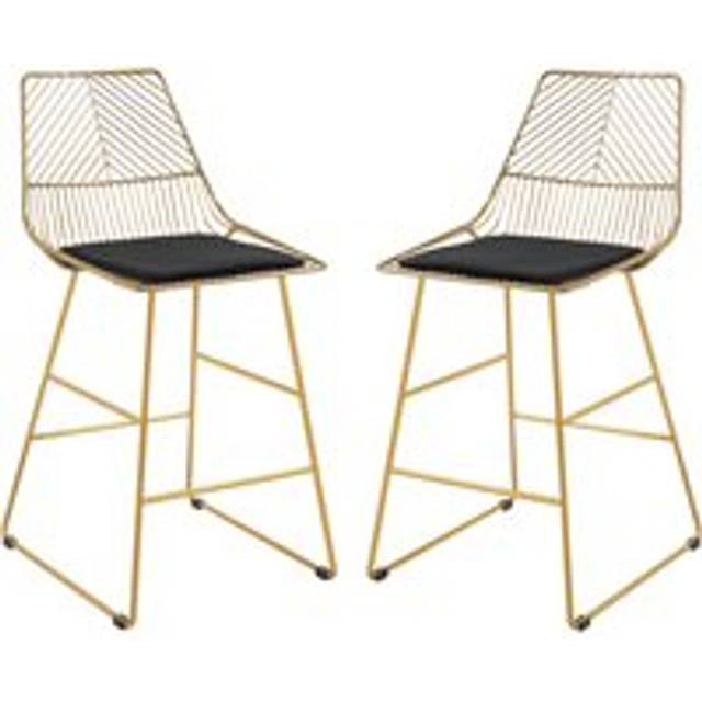 Set of 2 Bar stools Modern Counter Height Wire Metal Bar chairs for Kitchen