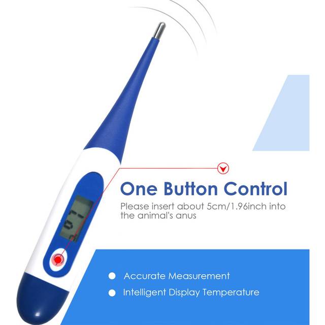 Animal Thermometer Digital LED Display Thermometer Fast Reading Accurate Waterproof Pet Digital blue