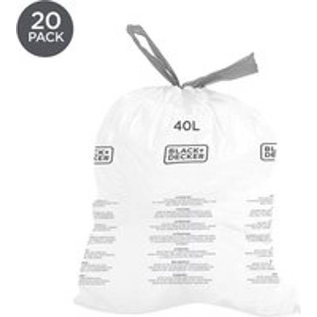 Black + Decker 40L Bin Bags 20 Pack