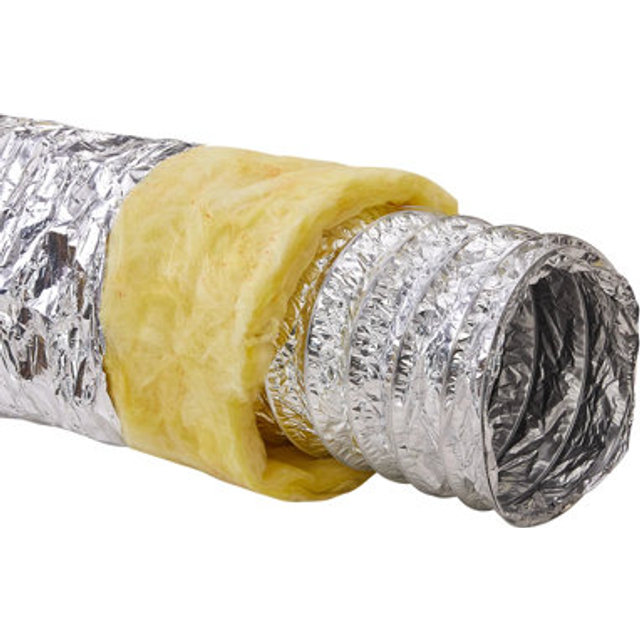 VEVOR Torkventilationsslang, 127 mm isolerad flexibel kanal 7,62 M lång med 2 kanalklämmor, kraftigt trelagersskydd för VVS Uppvärmning Kylning Ventilation och utblås, R-4.2 Flammotståndsvärde