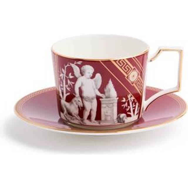 Renaissance Red Teacup Saucer - Gold,Red