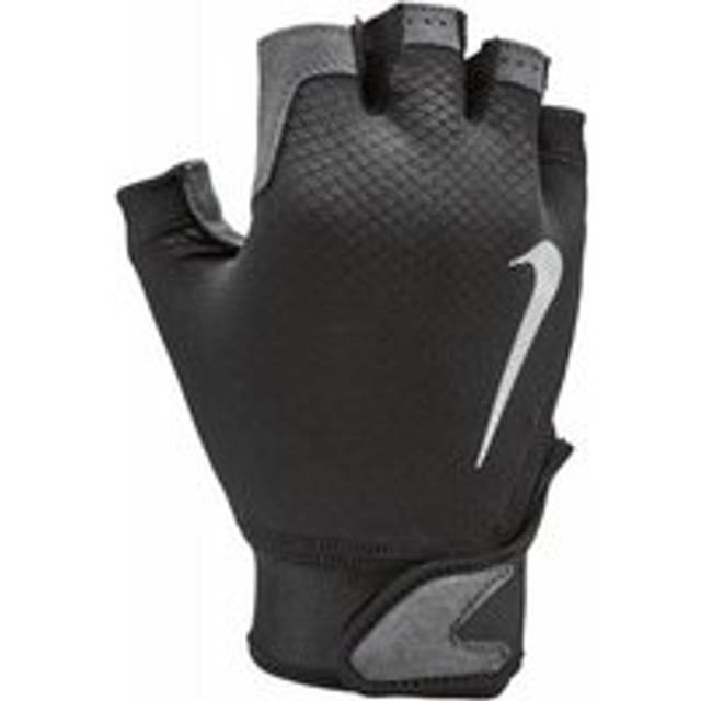 (XL, Black/White/Grey) Nike Mens Ultimate Heavyweight Fitness Fingerless Gloves