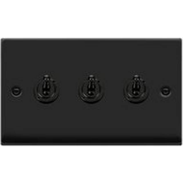 Matt Black 3 Gang 2 Way 10AX Toggle Light Switch - SE Home