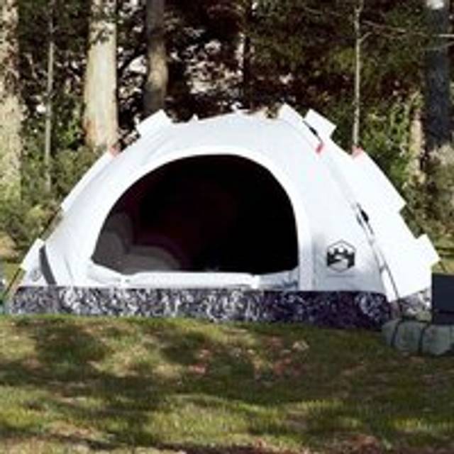 Camping Tent 4-Person White Blackout Fabric Quick Release - One Size
