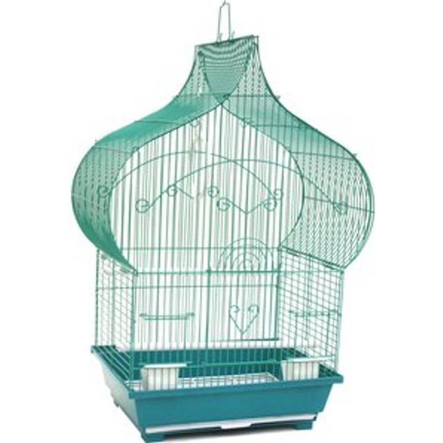 YML Taj Mahal Top Shape Bird Cage with Removable Plastic Tray, Green - Small