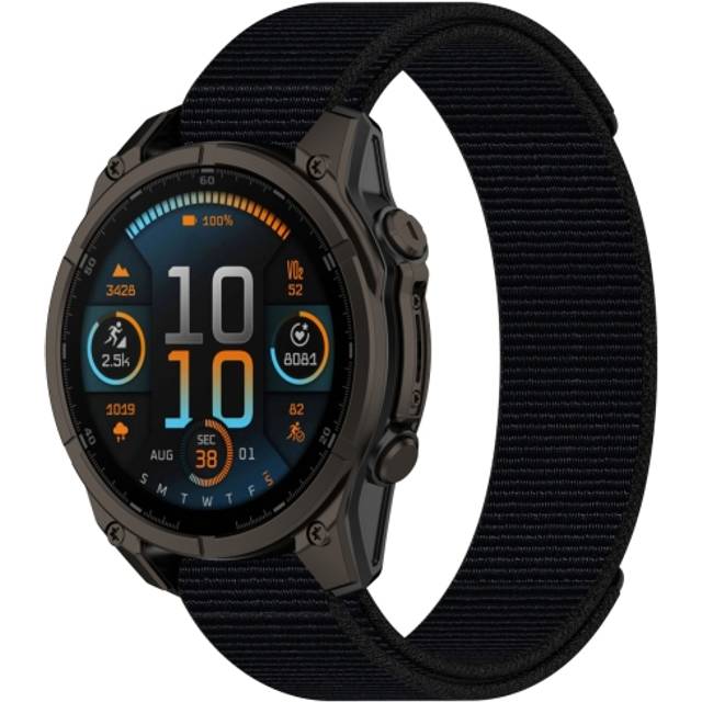 For Garmin Fenix 8 AMOLED 43mm Nylon Hook and Loop Fastener 20mm Watch Band(Black)
