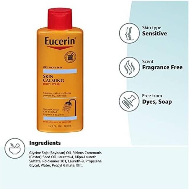 Eucerins Skin Calming Body Wash cleanses Clams & prevent dry itchy skin Natural Omega 500ml