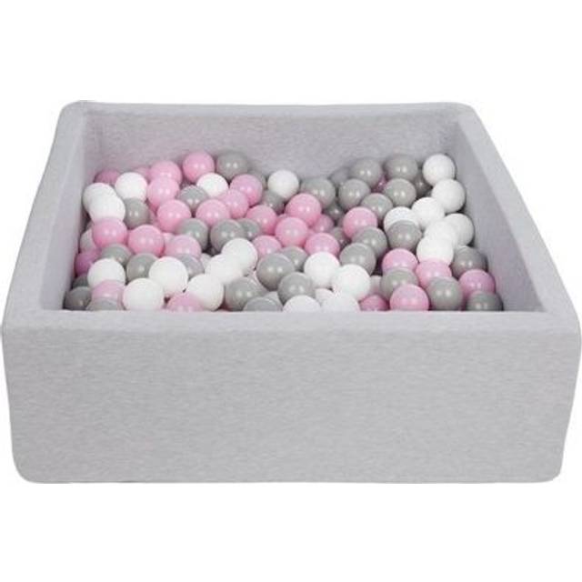 Piscine à balles pour enfant - Velinda - 24172 - Dimensions 90x90 cm - 300 balles incluses - Gris, rose clair