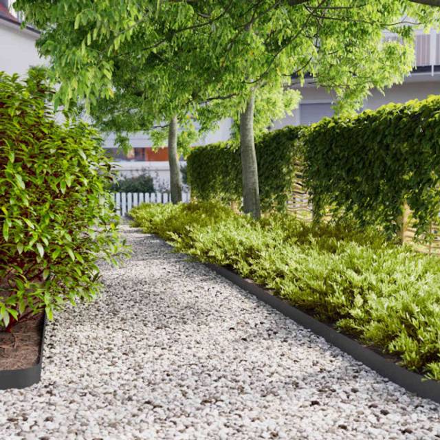 vidaXL Lawn Edgings 50 pcs Black 10x103 cm Cold-rolled Steel - Brown
