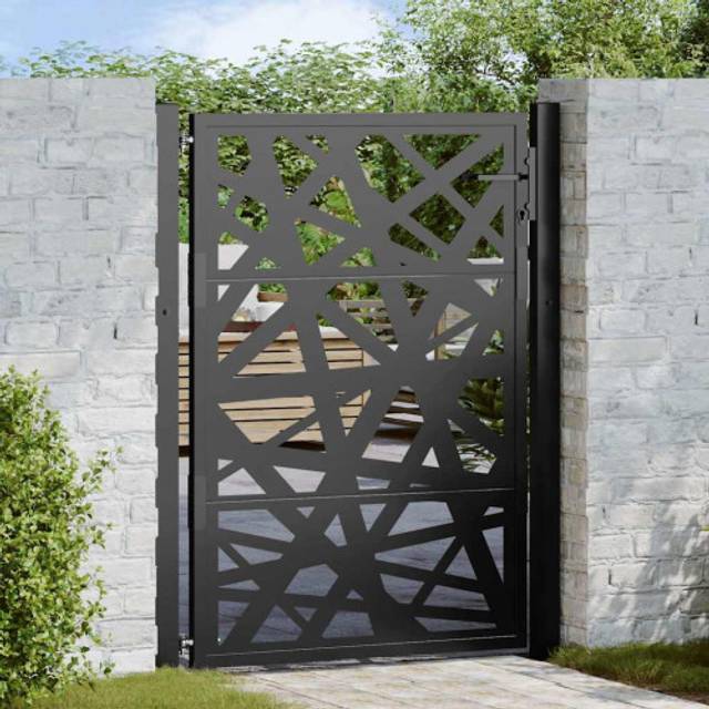 vidaXL Garden Gate Black 105x130 cm Steel Light Design