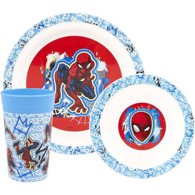 Spider-Man Kids Plastic Dinner Set - Blue