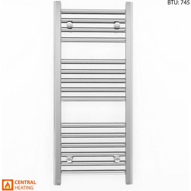 (350 x 800 (BTU:745), TRV Chrome Straight Valves) 350mm Wide Chrome Towel Rail Radiator With Valves