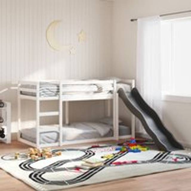 Bunk Bed with Slide&Ladder without Mattress White 90x190 cm Single - One Size