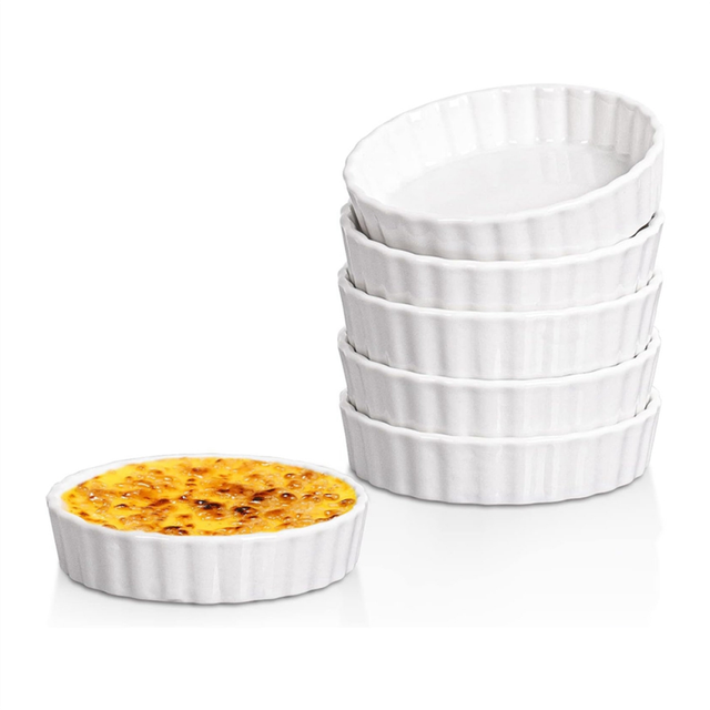 5 Oz Creme Brulee Ramekins, Round Fluted Quiche Dishes Tart Pan, Oven Safe Ramekins for Baking, Souffle, 6 Pack