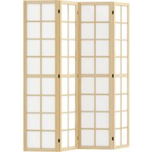 HOMCOM Indoor Room Partition - 4 Panel Folding Room Divider - 160 x 170cm | TJ Hughes Natural