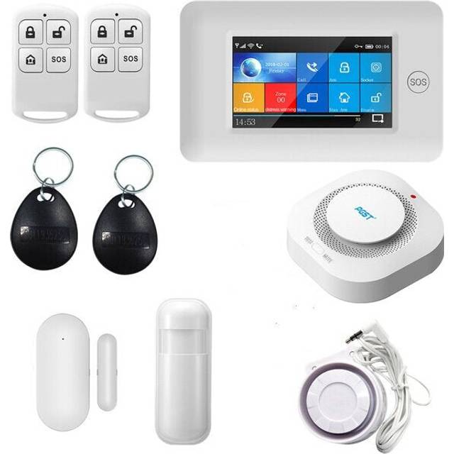 (UK Plug, Type 4) WiFi GSM GRRS Wireless Alarm System WiFi Intruder Security Alarm Kit APP Control for Android and iOS Smart Phone