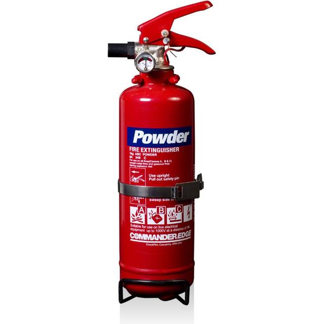 Commander 1kg abc dry powder fire extinguisher, bracket, 5 year warranty, ce