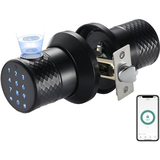 Smart Fingerprint Door Knob with Keypad  Keyless Touchscreen Digital E