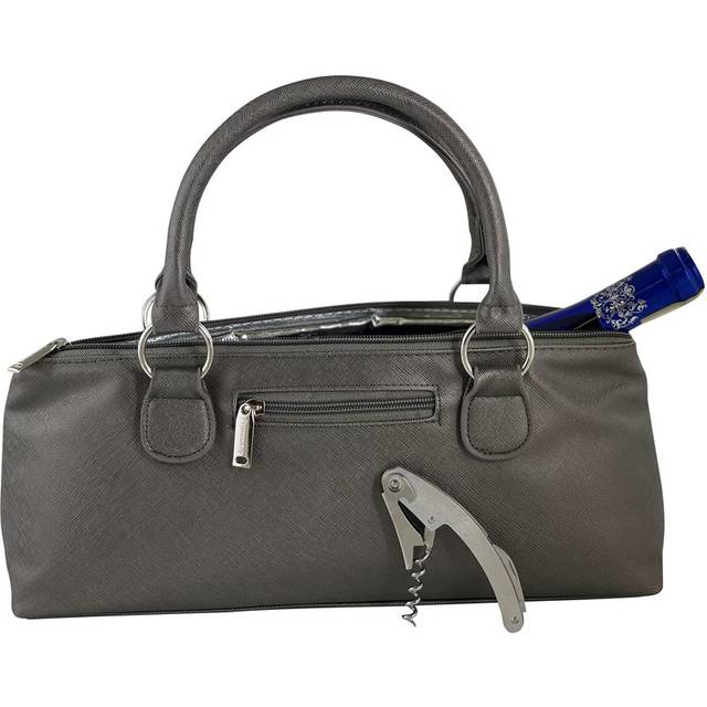 Picnic Gift 3028-SG Wine Clutch-Birmingham Insulated Single Bottle Wine Tote, Gray