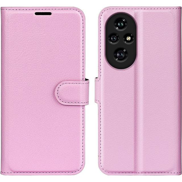 EIDERWOOD Honor 200 Pro (5G) Konstläder Flip Fodral m. Korthållare & Ställfunktion - Rosa