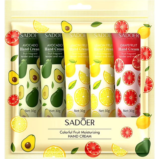 5pcs/set sadoer fruit plant fragrance hand cream sets moisturizing repair anti d