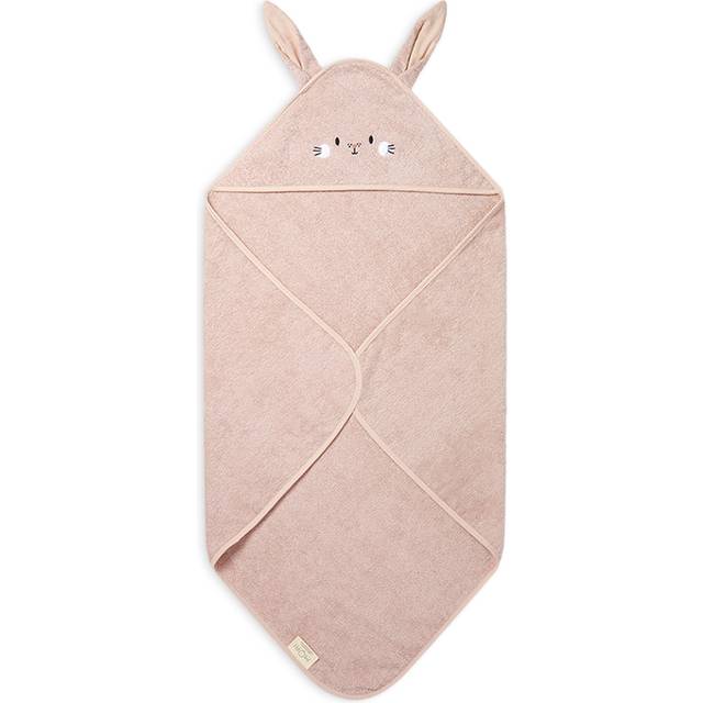 Baby Boys and Girls Hooded Bunny Bath Towel in Blush - 100% Organic Cotton Unisex Infant Soft Blanket - Absorbent and Long Lasting - 100 x 88 cm