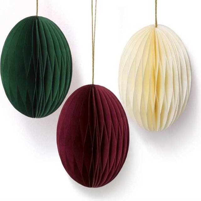 Pack 6 Round Christmas Decorations Hanging Retro Honeycomb Crepe Paper Bauble Garlands