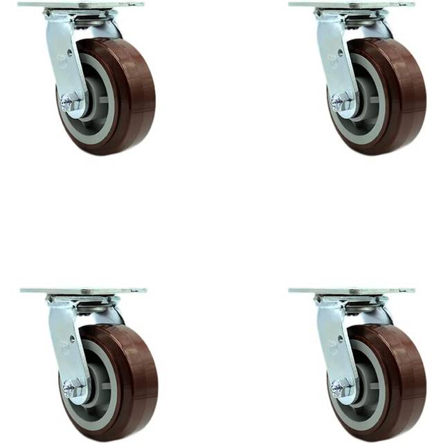 Service Caster SCC30CS520PPUR4 Heavy Duty Swivel Casters  NonMarking Polyurethane Wheel  5 Size Pack of 4