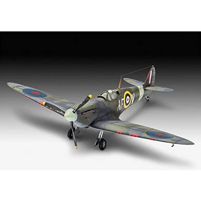 Revell Model Set 63953 Spitfire MkIIa 1:72 Scale Unbuilt/Unpainted Plastic Model Kit with Contacta Professional Glue, Paintbrush & Selected Aqua Color