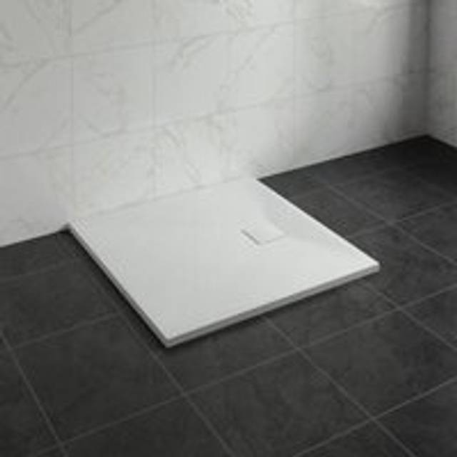NRG - 900 x 900mm smc White Square Slate Effect Bathroom Shower Tray