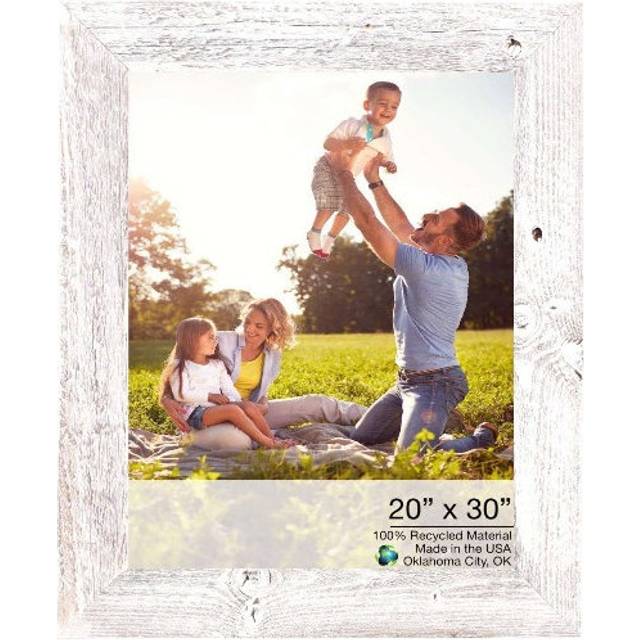 20 X 30 Rustic Farmhouse White Wash Wood Frame