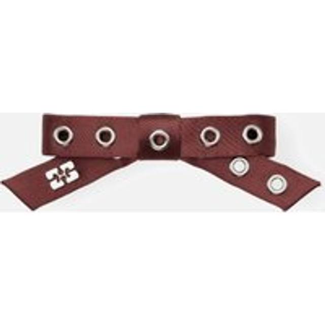 Ganni Eyelet Bow Woven Barrette - Red