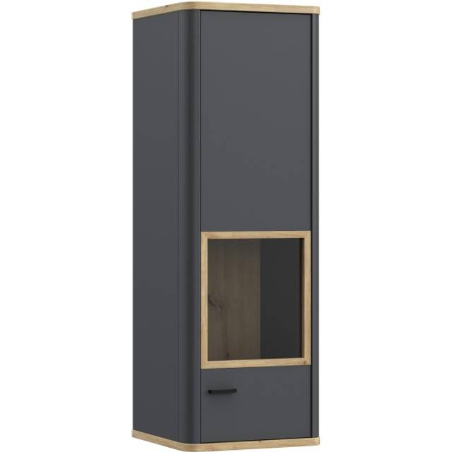 Florence Klara Single Door Grey and Oak Glass Display Cabinet - Multi