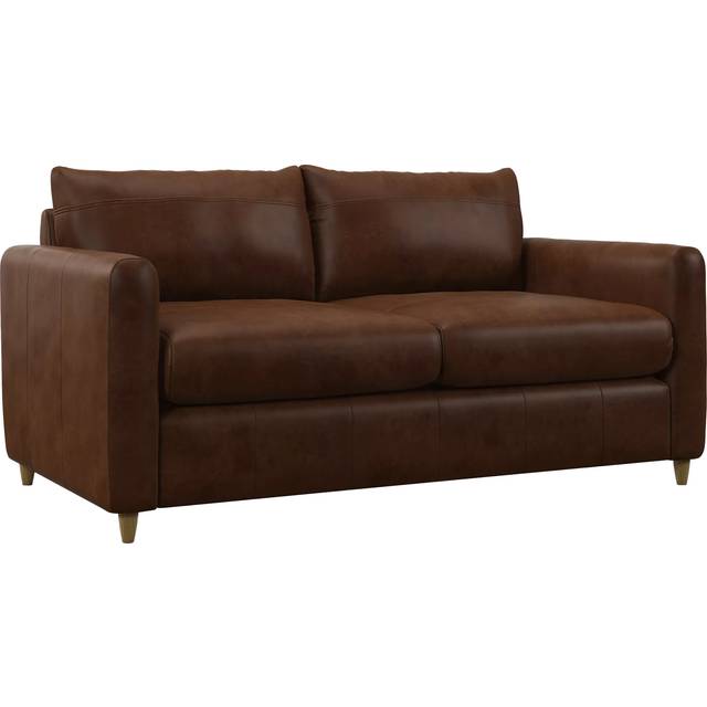 John Lewis Bailey II Medium 2 Seater Leather Sofa Bed, Light Leg