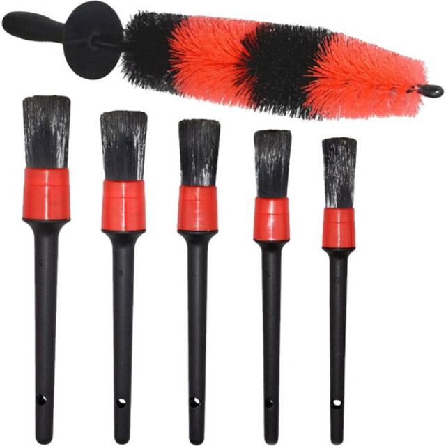 (S: 9.8x2.6 inch) 6pcs Car Wash Brush Wheel Brush Large Gap Brush Detail Brush for Car Cleaning