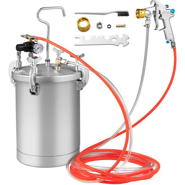 Costway 15L Pressure Paint Tank with Spray Gun - Grey - 33 x 33 x 40cm