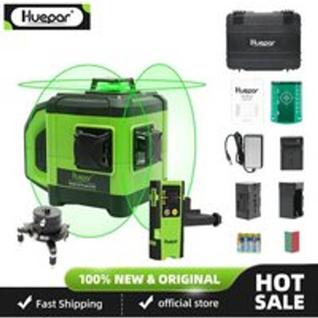Electronic Self-Leveling 3D Green Beam Laser Level -3x360 Cross Line 130FT Professional level DT03G - Huepar