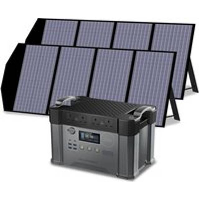 Power Station 1500Wh 2000W Solar Generator with 2Pcs 140W Solar Panel for Home Emergency Outdoor Allpowers S2000