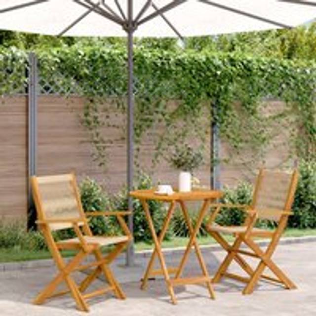 3 Piece Bistro Set Beige Polypropylene and Solid Wood - One Size