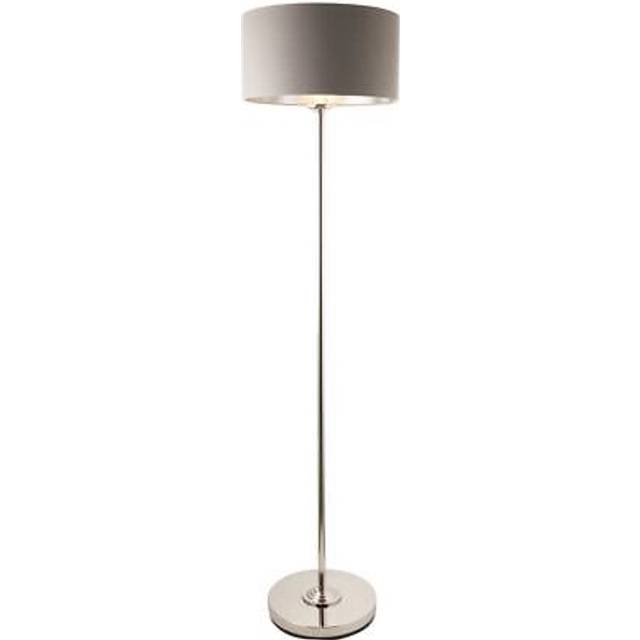 Endon Highclere Floor Lamp with Shade Bright Nickel Plate Charcoal Fabric - charcoal