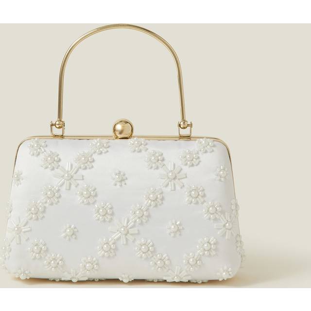 Cream and Gold Beaded Bridal Handbag, Size: 12x7x17cm, Women's - Accessorize - Cream/Gold