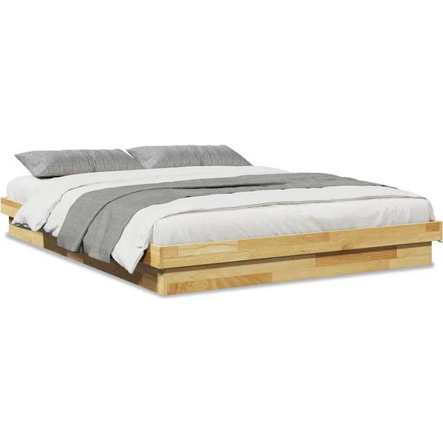 vidaXL Bed Frame without Mattress 150x200 cm King Size Solid Wood Oak