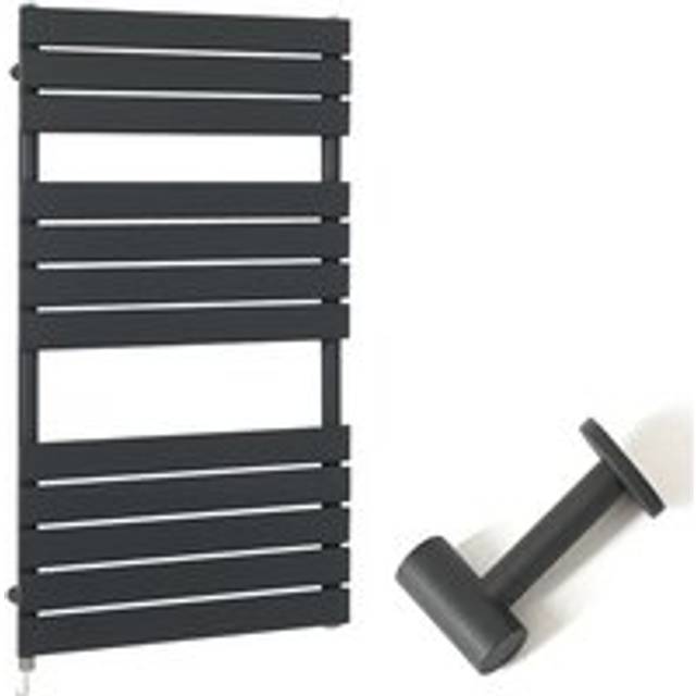 Milano Lustro Electric - Modern Anthracite Flat Panel Heated Towel Rail Radiator with Simple Heating Element and Cable Cover - 1200mm x 600mm