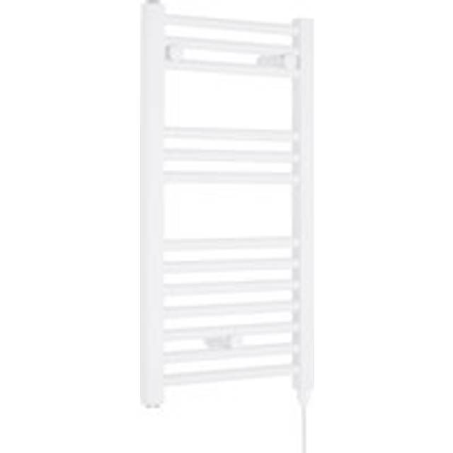 Electric Vertical Round Towel Rail with 13 Rails - 720mm x 400mm - 300 Watt - Gloss White