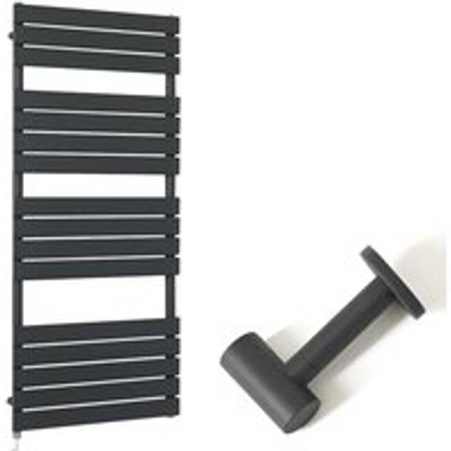 Lustro Electric - Modern Anthracite Flat Panel Heated Towel Rail Radiator with Simple Heating Element and Cable Cover - 1500mm x 600mm - Milano