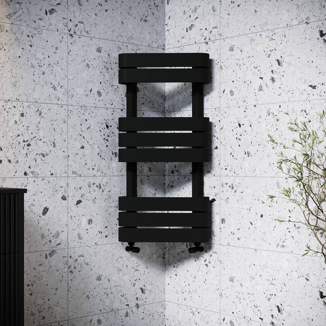 Black Corner Towel Radiator 850 x 400mm Kahli