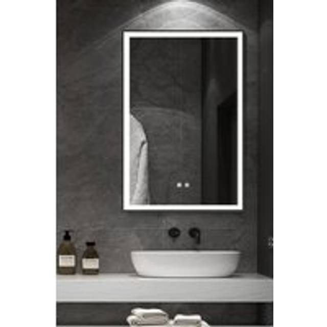 50cm x 70cm Rectangular Anti-fog Bathroom Vanity Mirror Touch Sensor - Black - One Size