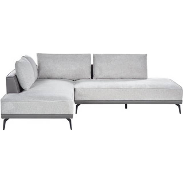 Beliani Corner Sofa 3 Seater Myken Fabric Light Grey Right Hand - One Size