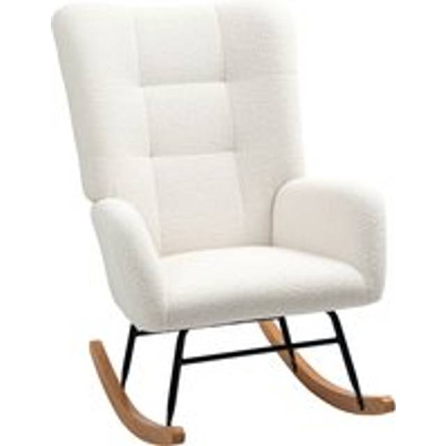 HOMCOM Rocking Chair, Modern Armchair with Backrest for Bedroom in Cream - Cream - Size: One Size
